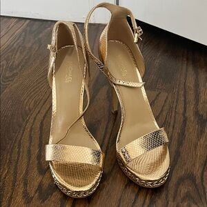 Michael Kors Metallic Gold Snakeskin Heels